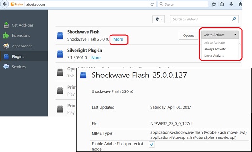 update adobe flash player plugin for firefox